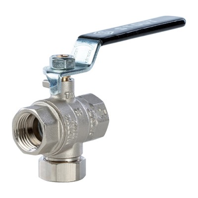 Кран шаровой с фильтром грубой очистки STOUT - 1 (ВР/ВР, PN30, Tmax 100°C, ручка-рычаг черная)