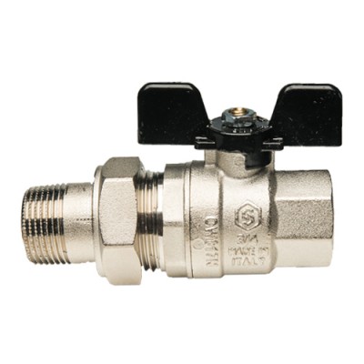 Кран шаровой полнопроходной STOUT - 11/4 (ВР/НР-американка PN40, Tmax 150°C, ручка-бабочка черная)