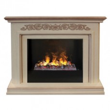 Электрокамин с широким очагом 3D Real-Flame Leticia 26 WT с очагом 3D Cassette 630 (Black вставка)