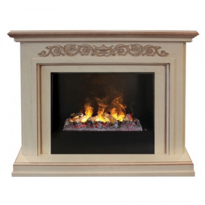 Электрокамин с широким очагом 3D Real-Flame Leticia 26 WT с очагом 3D Cassette 630 (Black вставка)
