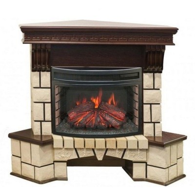 Электрокамин с широким очагом 2D Real-Flame Stone Corner 25/25,5 с очагом Firefield 25 S IR