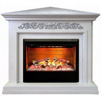 Стильный угловой электрокамин с 3D эффектом пламени Real-Flame Leticia Corner 26 WT с очагом 3D Helios 26