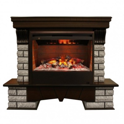 Электрокамин с широким очагом 3D Real-Flame Country Rock 26 AO с очагом 3D Helios 26