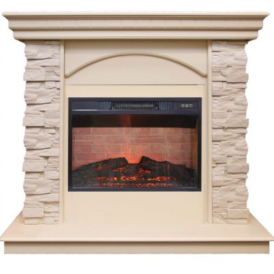 Электрокамин с широким очагом 2D Real-Flame Elford STD/EUG/25"5/HL/24 WT с очагом Irvine 24