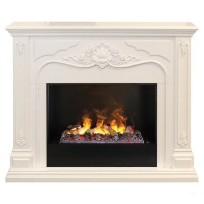 Красивый электрокамин 3D со звуком Real-Flame Victoria 26 WT с очагом 3D Cassette 630 (Black вставка)