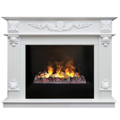 Электрокамин с широким очагом 3D Real-Flame Philadelphia 25,5/26 WT с очагом 3D Cassette 630 (Black вставка)