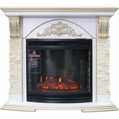 Электрокамин с широким очагом 2D Royal Flame Rimini с очагом Dioramic 28 FX (Сл.кость с патиной)