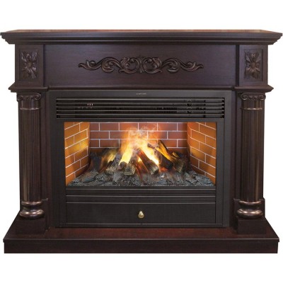 Электрокамин с широким очагом 3D Real-Flame Silvia 26 AO с очагом 3D Novara 26