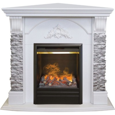 Электрокамин 3D с паром Real-Flame Athena Corner GR STD/EUG/25/25"5 WT с очагом 3D Olympic