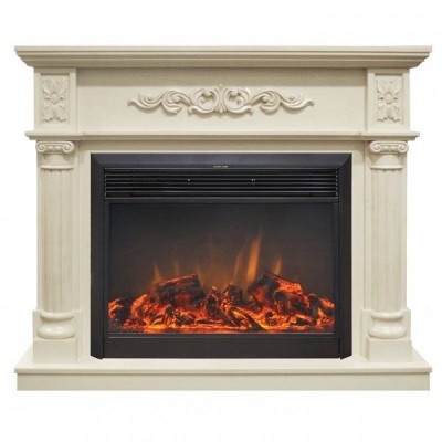 Электрокамин с широким очагом 2D Real-Flame Silvia 26 WT 619B с очагом Moonblaze lux Bl/Br
